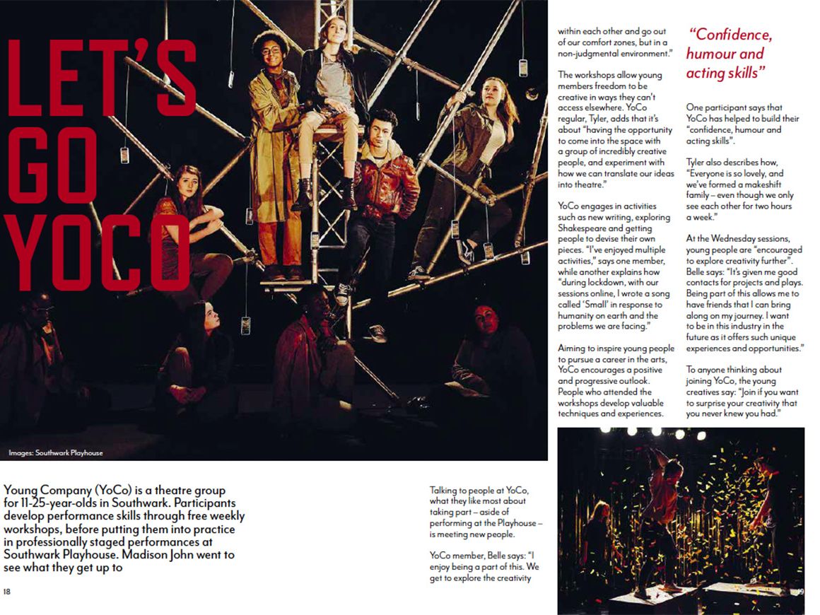A double-page spread taken from a theatre publication.