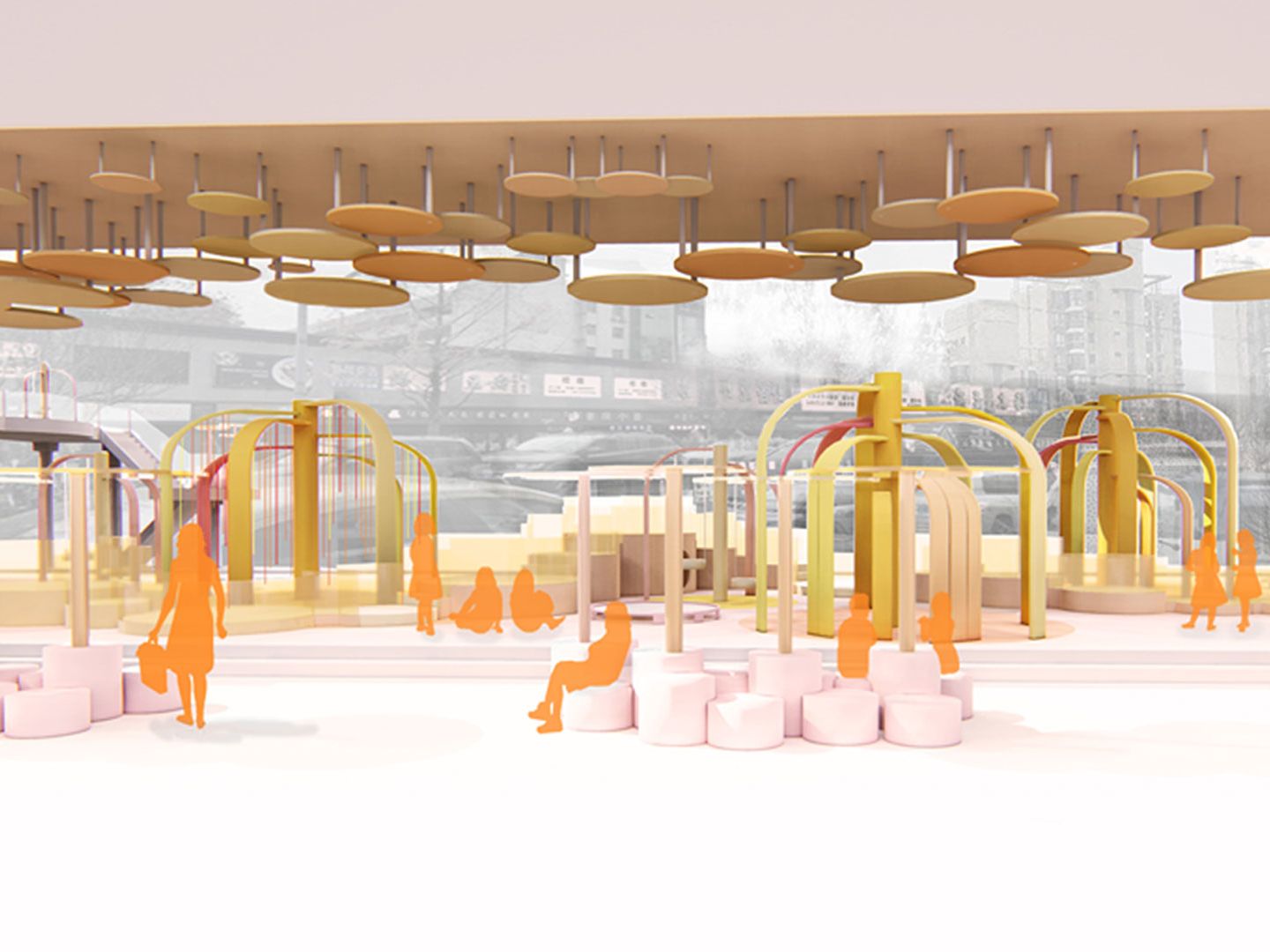 Image depicts a concept for 'The Candy Playground', a child's play area.