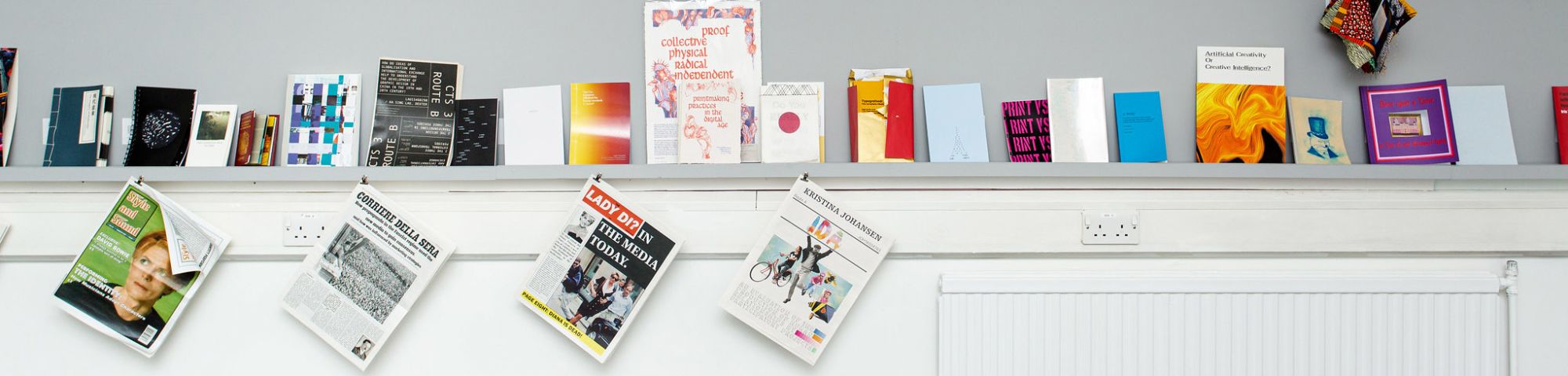 Display of coloured books.