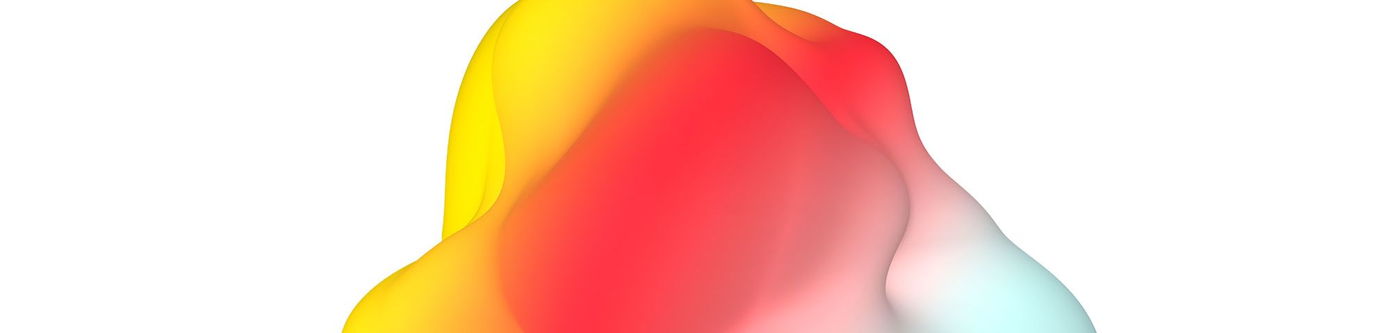 A soft 3D shape in red, white and blue.