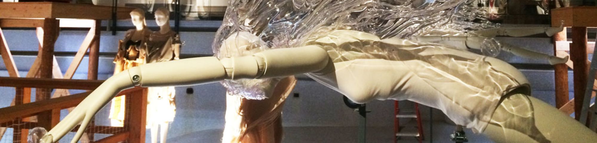 Mannequin diving complete with plastic splash effect
