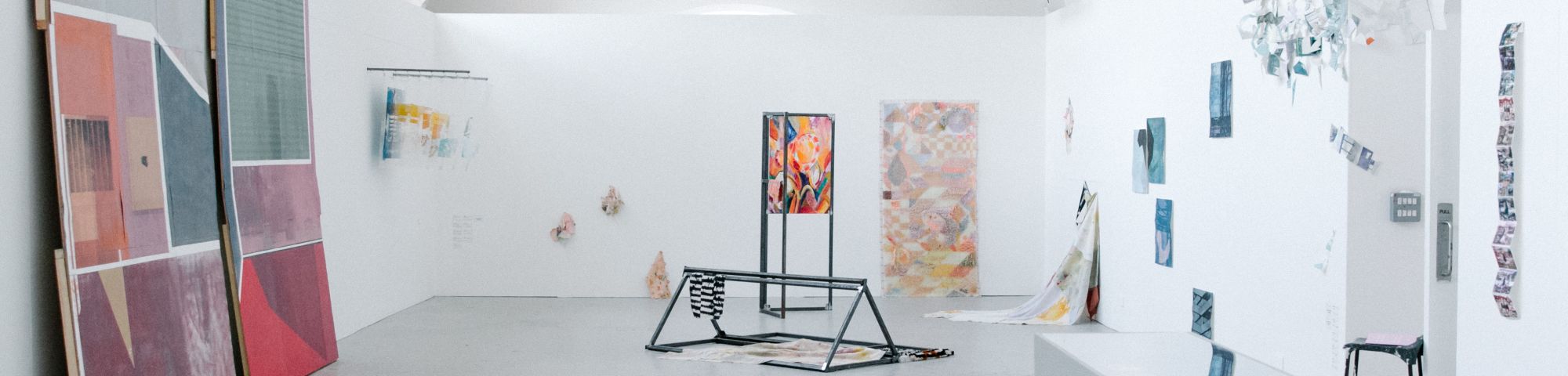 Studio workroom with various artworks