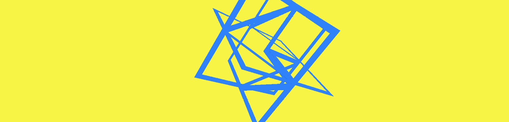 A blue box on a bright yellow background