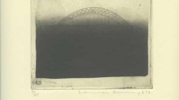 Object of the week: Arched bridge emerging from dark mist. Etching by Norman Ackroyd, 1973. https://t.co/LhywjP70JS