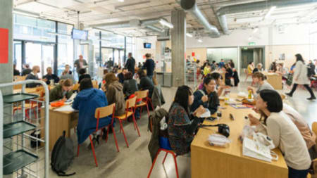 Inside the canteen at Central Saint Martins
