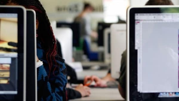 Students using computers