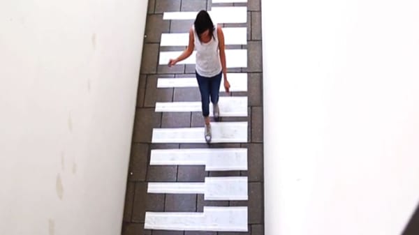 Woman climbing stairs