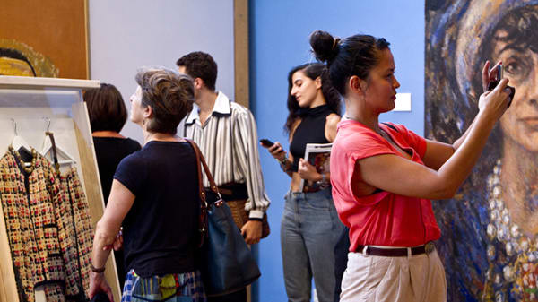 A woman in an exhibition