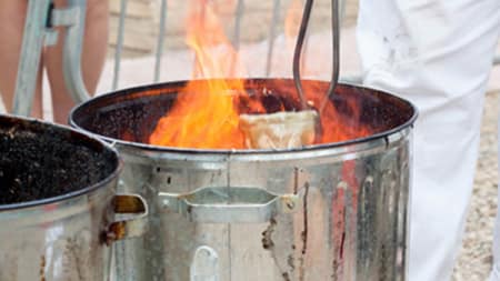 Fire in a metal can