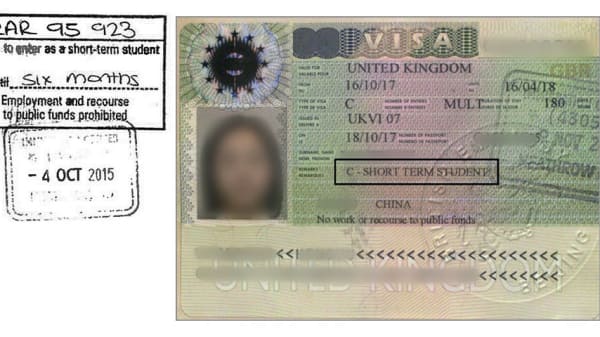 Example of a short-term visa