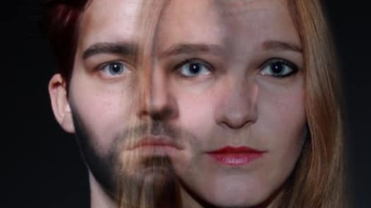 Two faces layered over each other