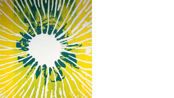 A yellow and green print