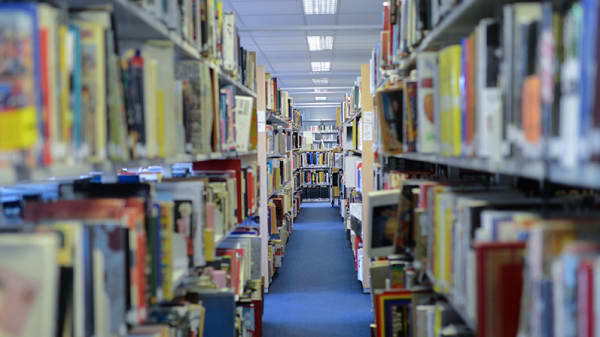 A row of books at the Camberwell Library