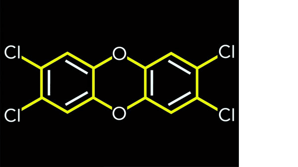 A chemical compound structure on a black background