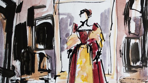 Costume sketch by Lucy Algar.