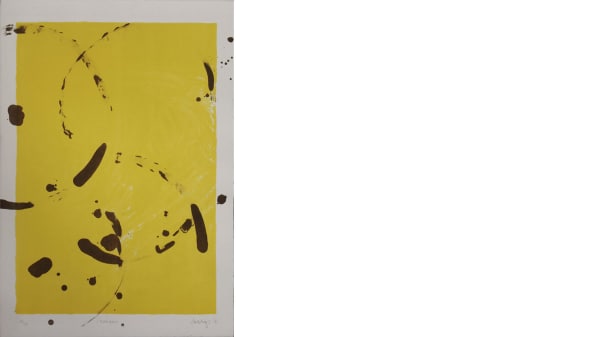 Yellow block with splashes of brown