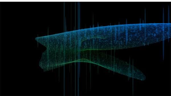 An abstract image in black and green and blue
