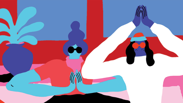 Illustration of yoga class