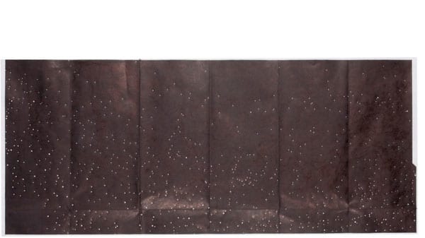 Six black panels with constellations on them