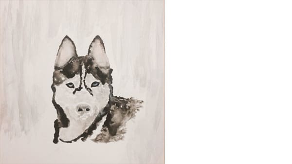 A painting of a husky