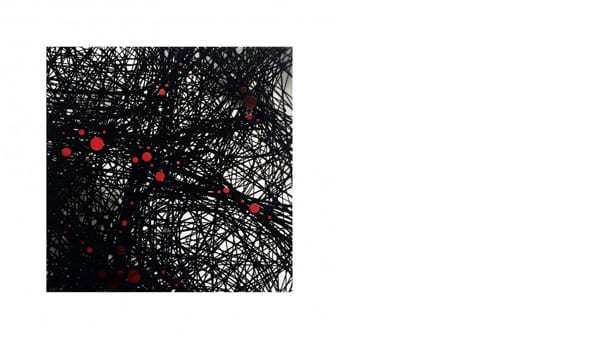 Red dots and black scribbles