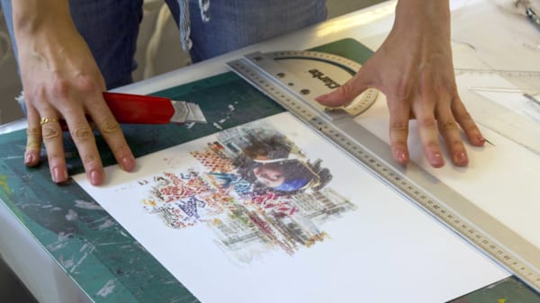 Student working on a Graphic Print
