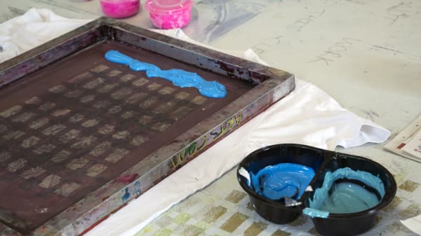 Screen print in progress