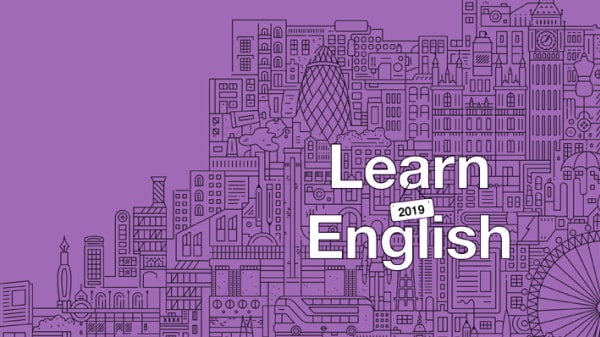 UAL Language Centre Learn English 2019 London skyline in purple