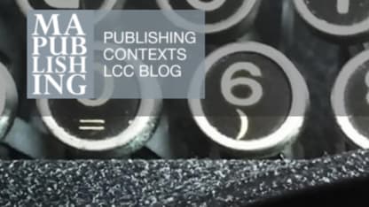Close-up of a typewriter with MA Publishing blog logo over the top.