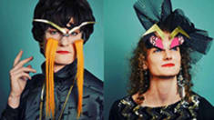 Side by side photo of aman dressed in different hats