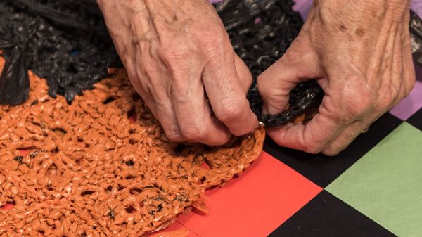 Artist working with textiles