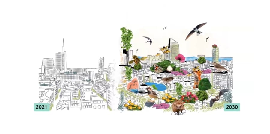 Graphic illustration showing a more sustainable future for Southwark
