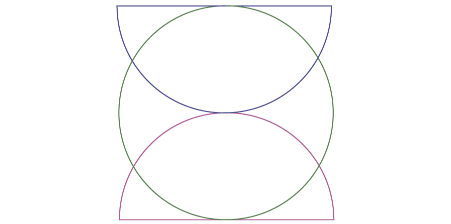two half circles with a whole circle overlayed