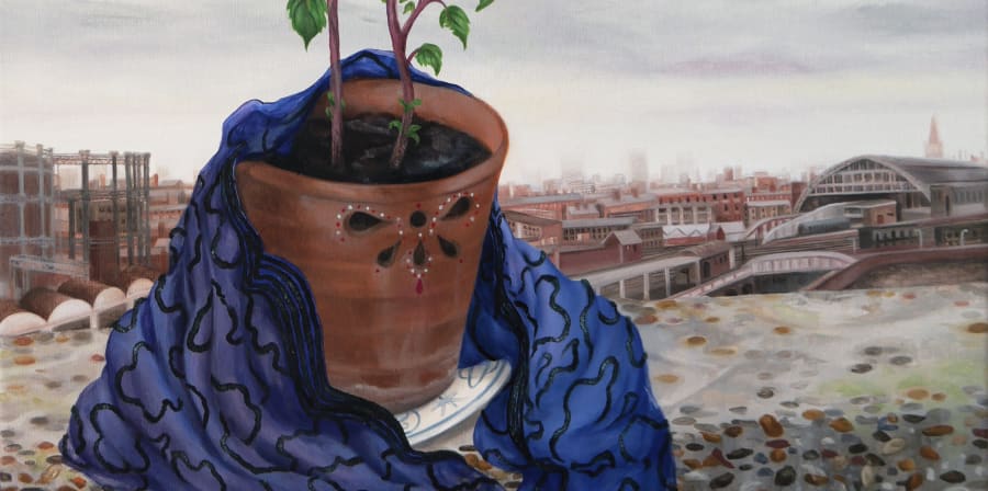 painting of a flower pot