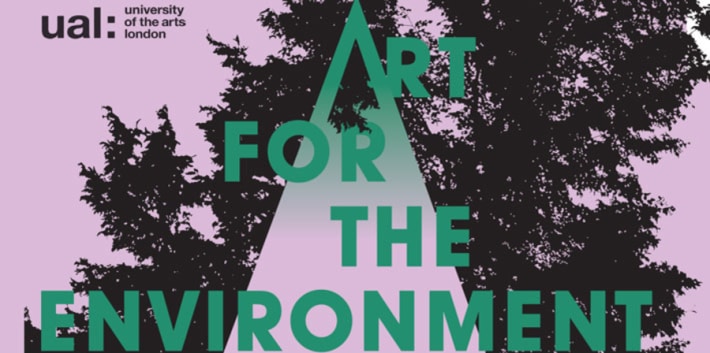 Graphic of the shadow of a tree against a lilac background with 'Art for the Environment' written across it in green lettering