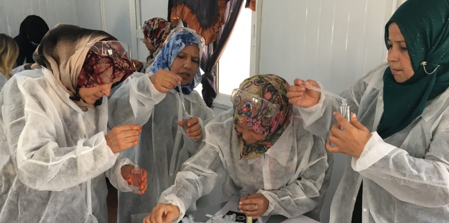 Women working in a science lab