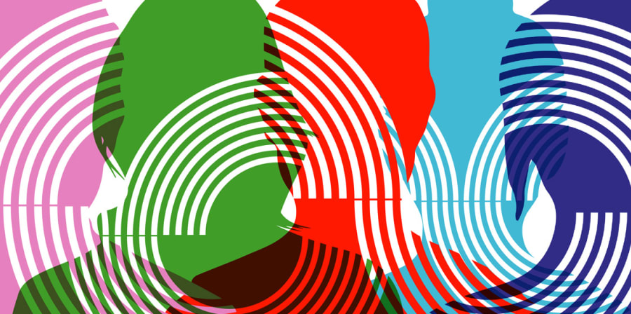image of multi coloured silhouettes made out of swirls