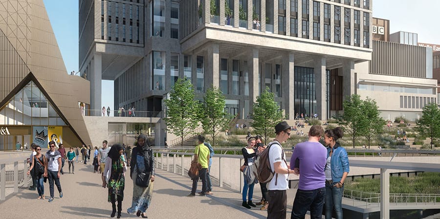 A visualisation of the new LCF site at Olympic Park in Stratford.
