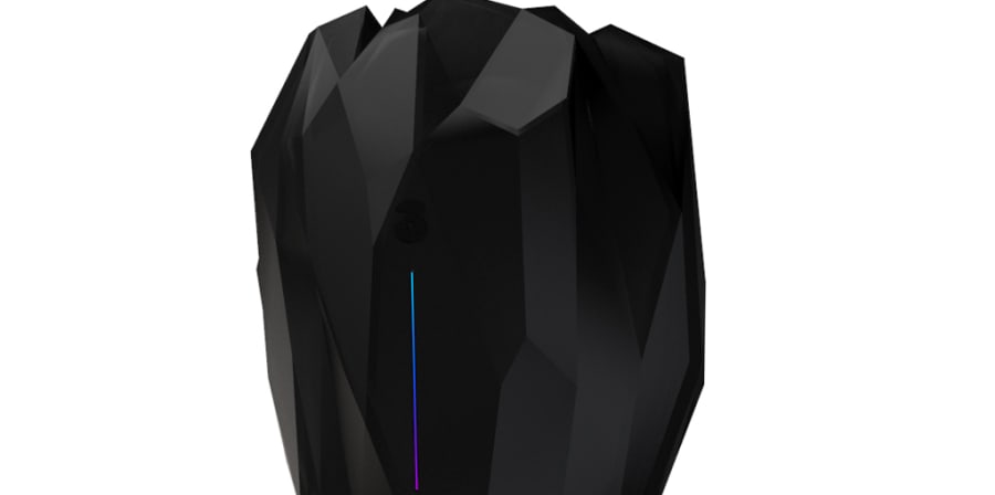 Digital design of black object reminiscent of a crystal