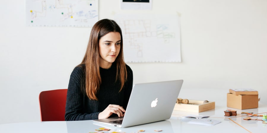 Woman working on laptop