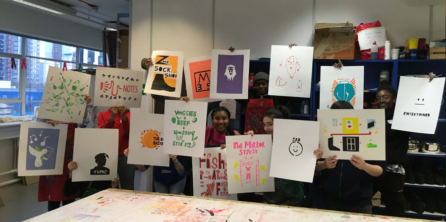 Students present their finished posters