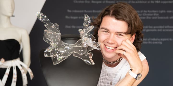 Piran Caseley with his winning necklace design - Scent