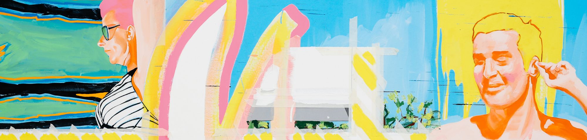 Brightly coloured graphic painting
