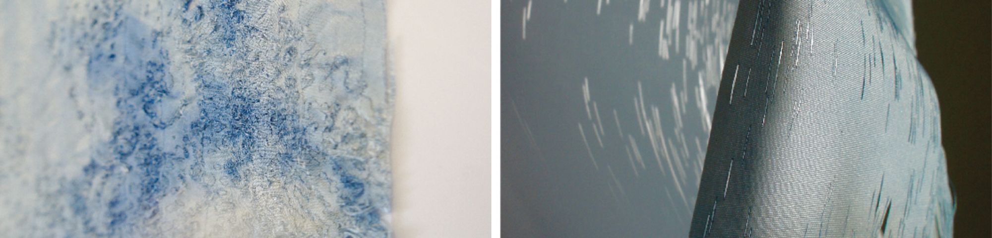 Embossed and cut fabrics in soundwave patterns.