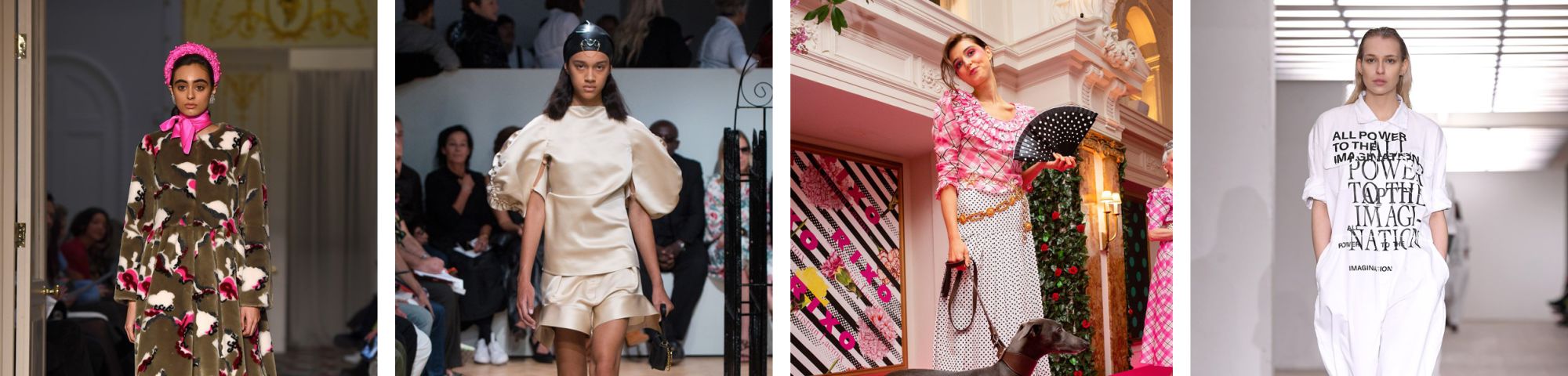 Multiple models on catwalks from London fashion week 2020