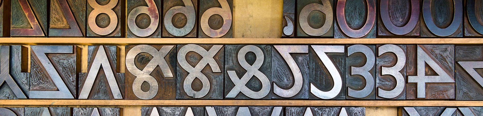 A close-up example of the moveable type found in the Letterpress workshop.