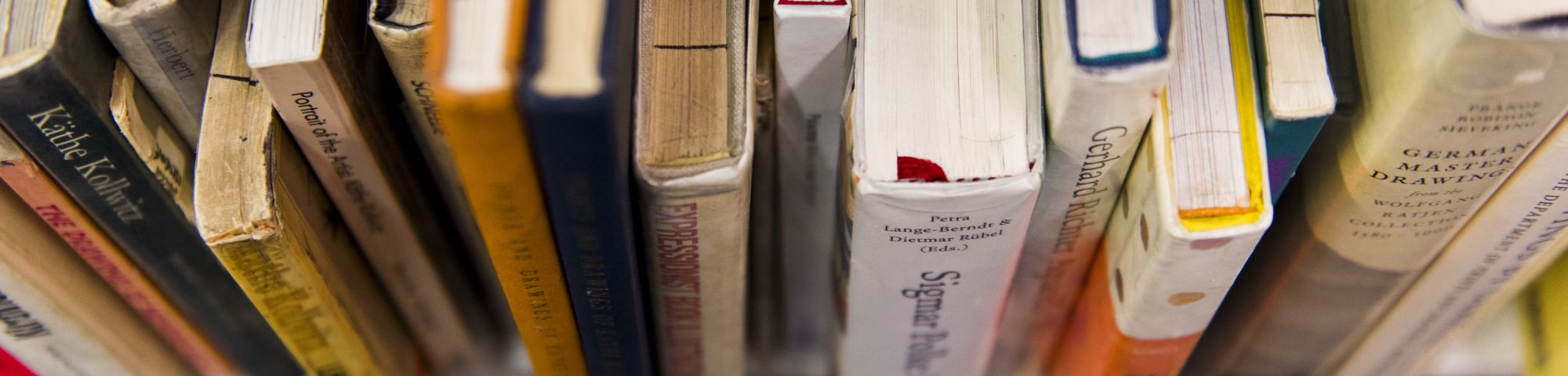 Overhead photo of a shelf of books