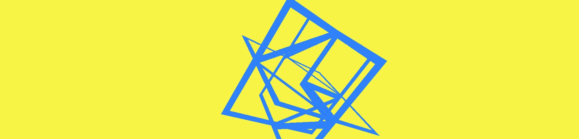 A blue box on a bright yellow background