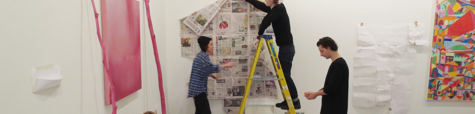 UNIT 2016: Students installing their work in Cafe Park Gallery