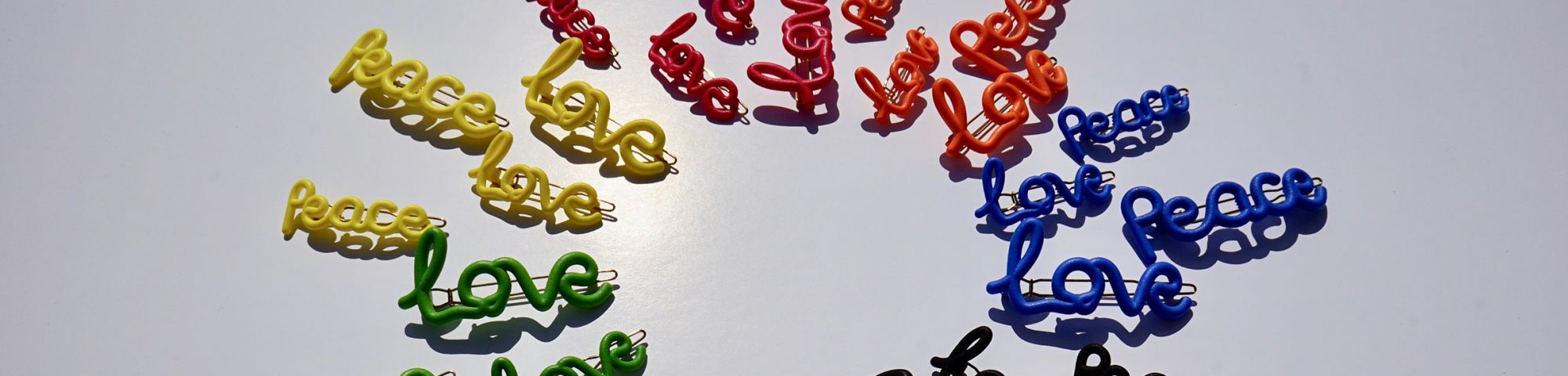 Love hairclips in a rainbow